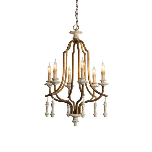 antique gray wash bent wood 6 light chandelier