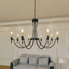 antiqued ivory wood beaded iron chandelier