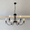 antiqued ivory wood beaded iron chandelier