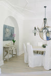antiqued ivory wood beaded iron chandelier