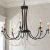 antiqued ivory wood beaded iron chandelier