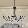 antiqued ivory wood beaded iron chandelier