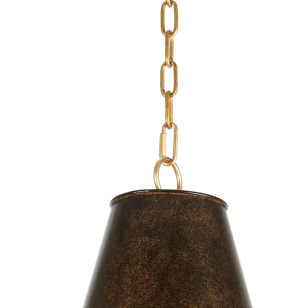 antiqued white iron cone pendant light gold interior