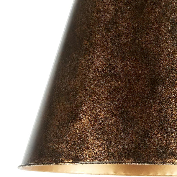 antiqued white iron cone pendant light gold interior