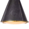 antiqued white iron cone pendant light gold interior