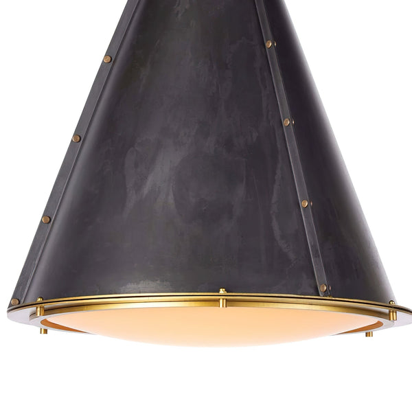 antiqued white iron cone pendant light gold interior