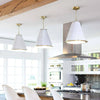antiqued white iron cone pendant light gold interior