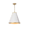 antiqued white iron cone pendant light gold interior