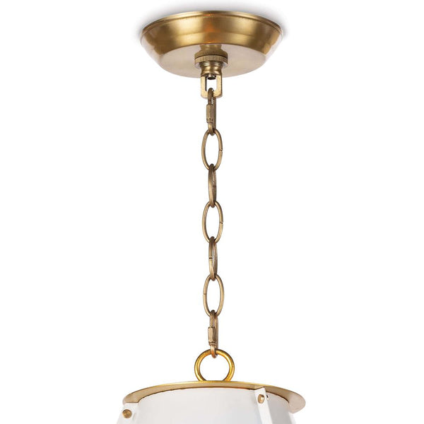 antiqued white iron cone pendant light gold interior