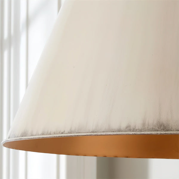 antiqued white iron cone pendant light gold interior