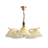 beige pleated fabric brass ash wood chandelier