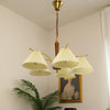 beige pleated fabric brass ash wood chandelier