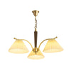 beige pleated fabric brass ash wood chandelier