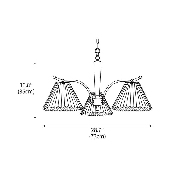 beige pleated fabric brass ash wood chandelier
