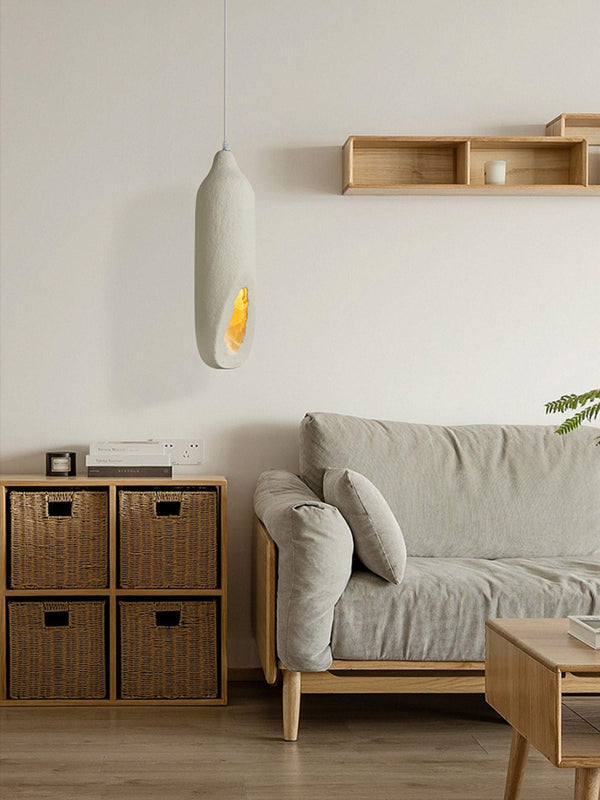 beige wabi sabi drop pendant light for dining room and bedroom