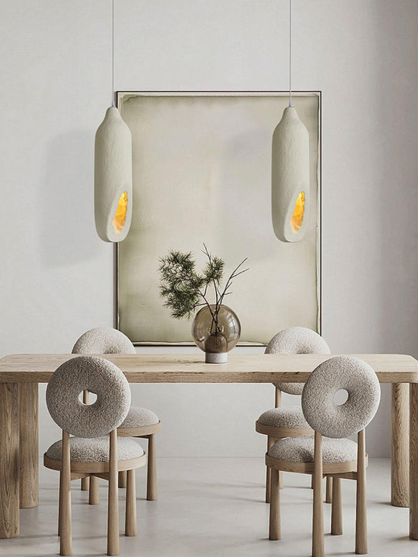 beige wabi sabi drop pendant light for dining room and bedroom