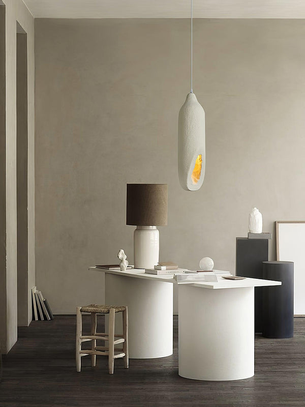 beige wabi sabi drop pendant light for dining room and bedroom