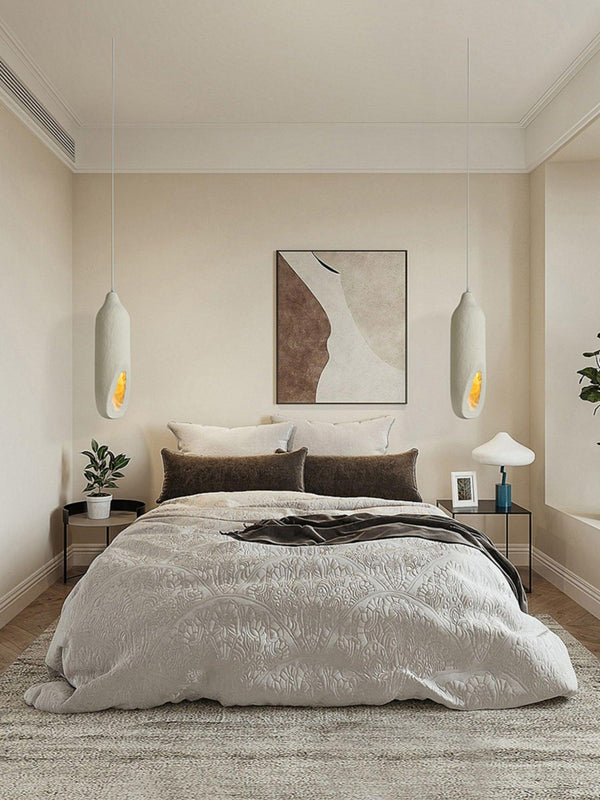 beige wabi sabi drop pendant light for dining room and bedroom