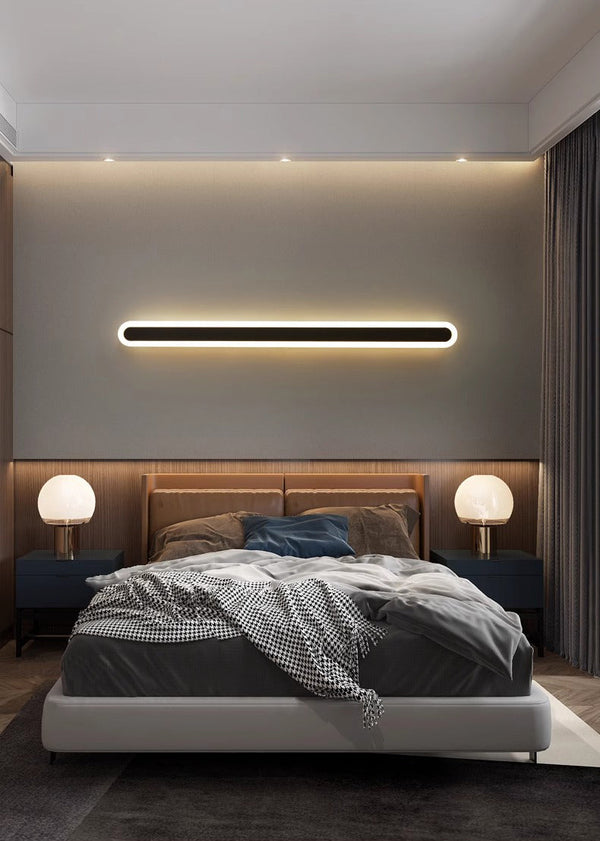 black acrylic iron linear led wall light