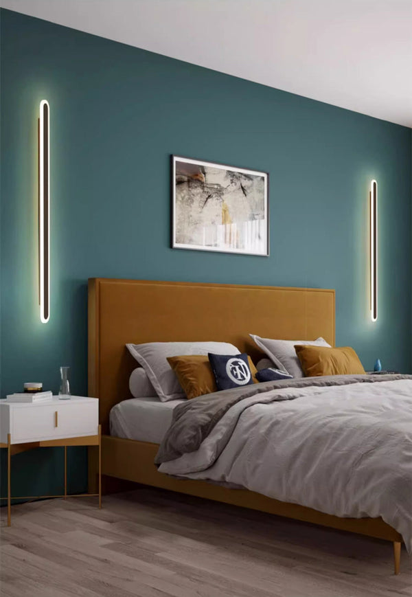 black acrylic iron linear led wall light