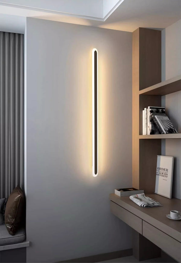 black acrylic iron linear led wall light