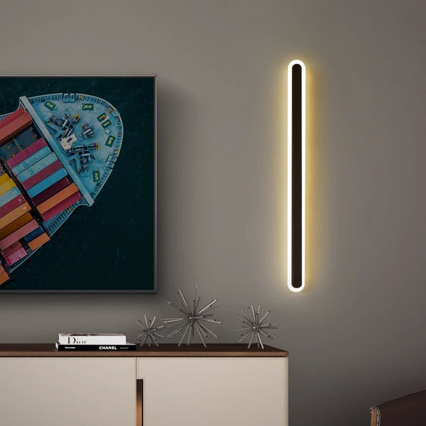 black acrylic iron linear led wall light