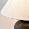 black ceramic table lamp beige fabric shade bedside reading