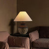 black ceramic table lamp beige fabric shade bedside reading