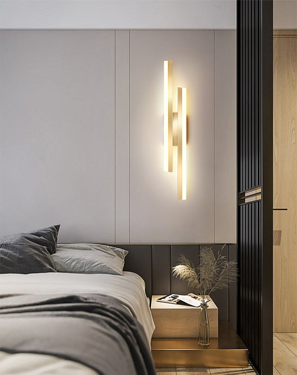 black gold iron acrylic linear led wall light