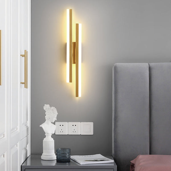 black gold iron acrylic linear led wall light