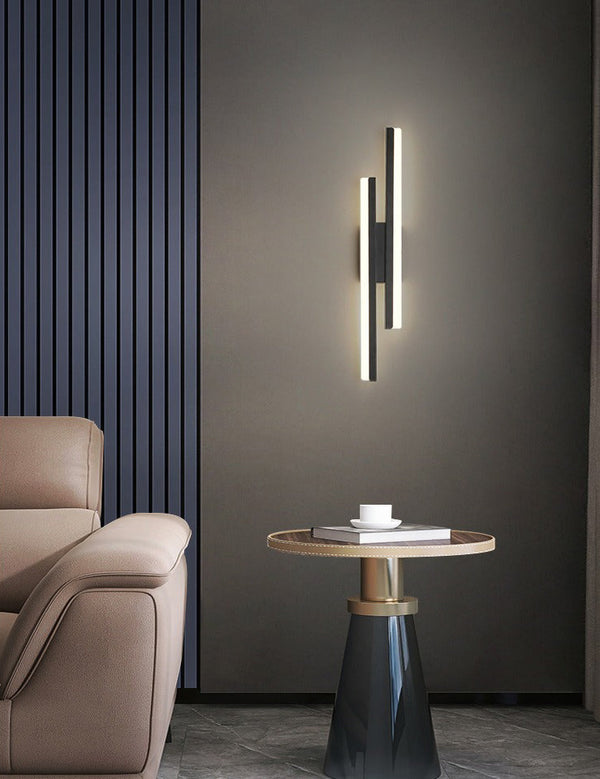 black gold iron acrylic linear led wall light
