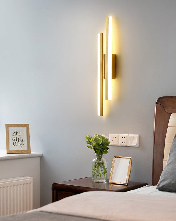 black gold iron acrylic linear led wall light