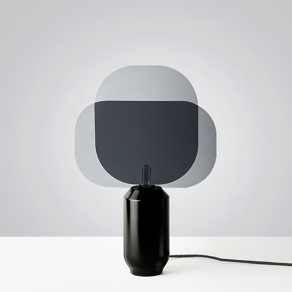black iron table lamp smoke gray acrylic shade for bedroom office