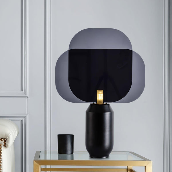 black iron table lamp smoke gray acrylic shade for bedroom office