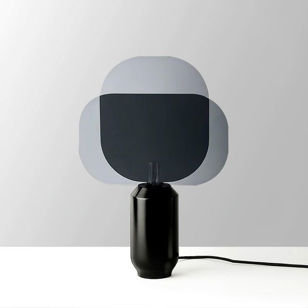black iron table lamp smoke gray acrylic shade for bedroom office