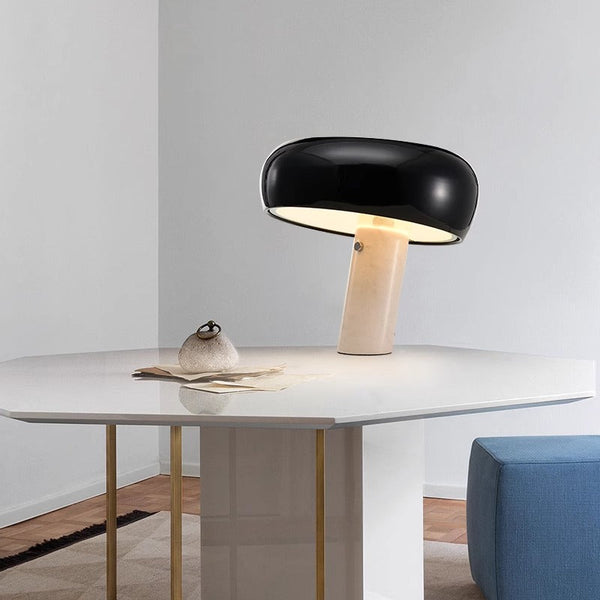 black marble iron hemisphere table lamp