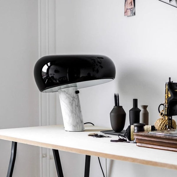black marble iron hemisphere table lamp