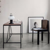 black metal glass table lamp with handle for bedside reading