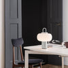 black metal glass table lamp with handle for bedside reading