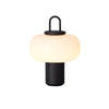 black metal glass table lamp with handle for bedside reading