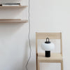 black metal glass table lamp with handle for bedside reading