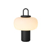 black metal glass table lamp with handle for bedside reading