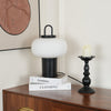 black metal glass table lamp with handle for bedside reading