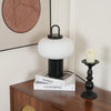 black metal glass table lamp with handle for bedside reading