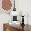 black metal glass table lamp with handle for bedside reading