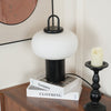 black metal glass table lamp with handle for bedside reading