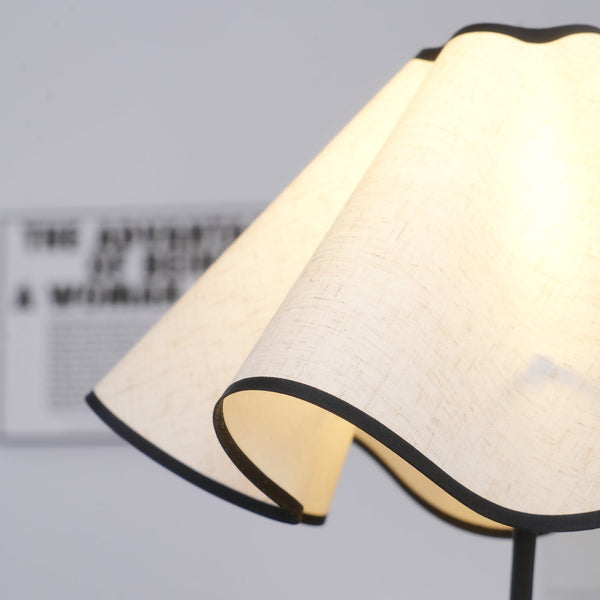 black metal table lamp with white linen shade for bedside and office