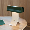 black paper table lamp with stainless steel for bedside reading nook