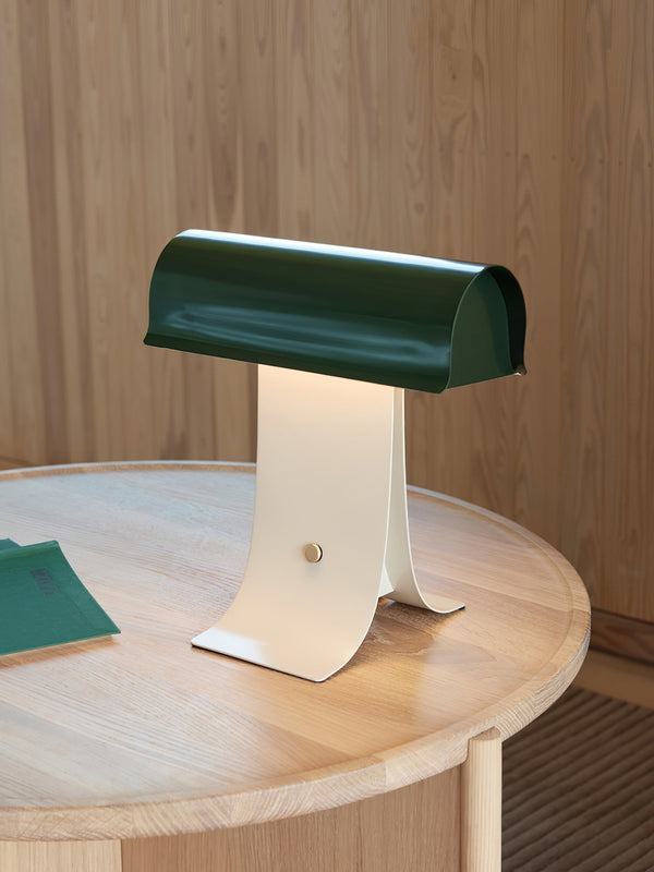 black paper table lamp with stainless steel for bedside reading nook