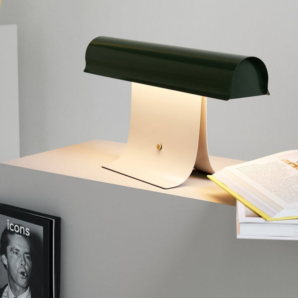 black paper table lamp with stainless steel for bedside reading nook